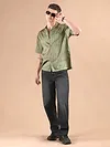 Pale Olive Half Sleeve Cuban Collar Shirt
